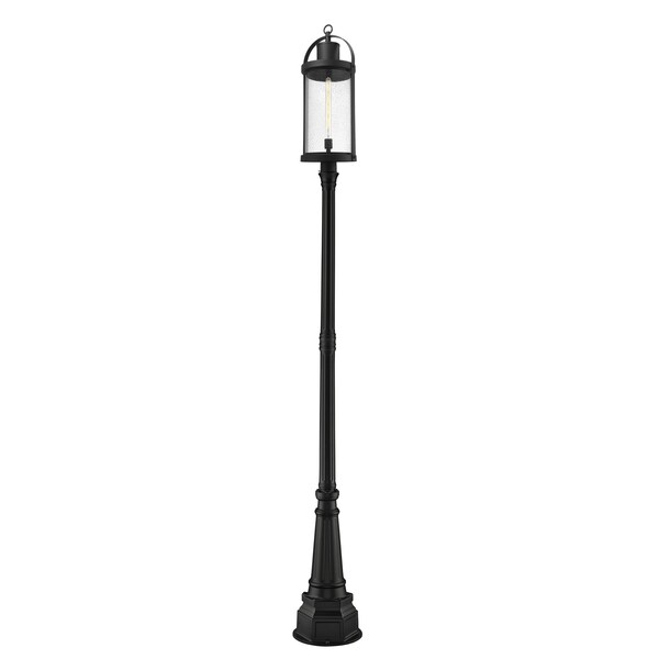 Z-Lite Roundhouse 1 Light Outdoor Post Mounted Fixture, Black And Clear Seedy 569PHXL-564P-BK - main